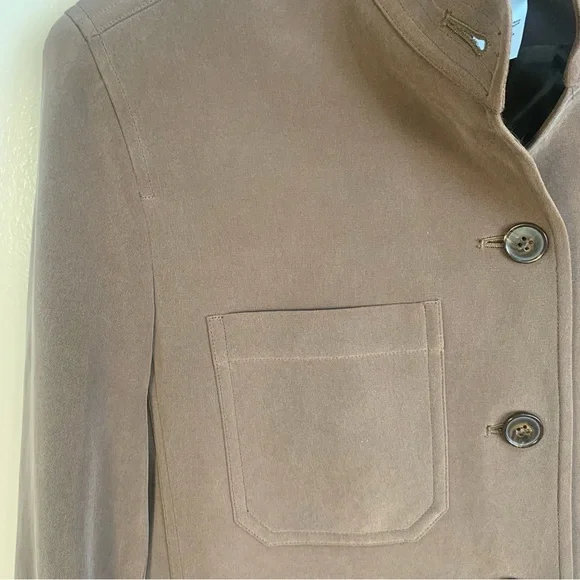 Jones New York 100% Silk Blazer Jacket Mocha Brown - Picture 4 of 12